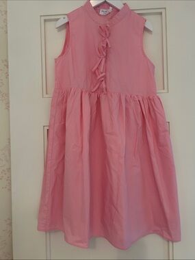 Sleeveless Pink Tie-Front Casual Dress for Girls